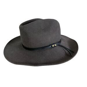 A. Adams & Spire Fur Felt Western Cowboy Hat Gray‎ Leather Band Outback Style L